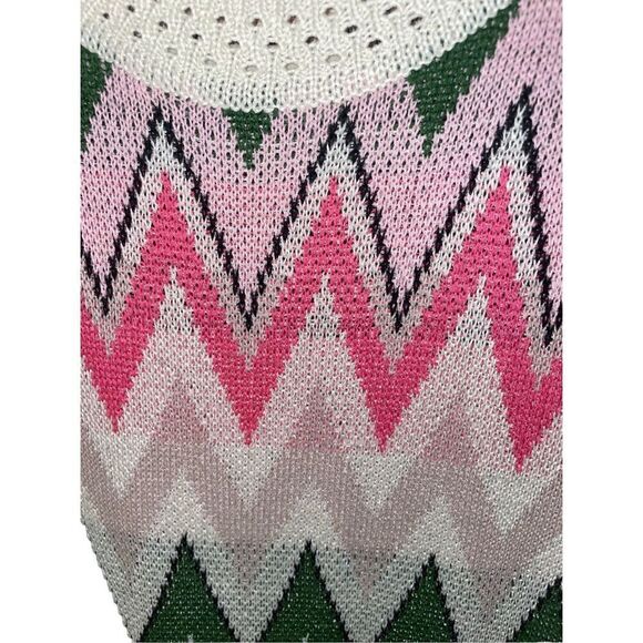 Vintage Mod Chevron Zig Zag Knit Sheath Mini Dress - Picture 6 of 13